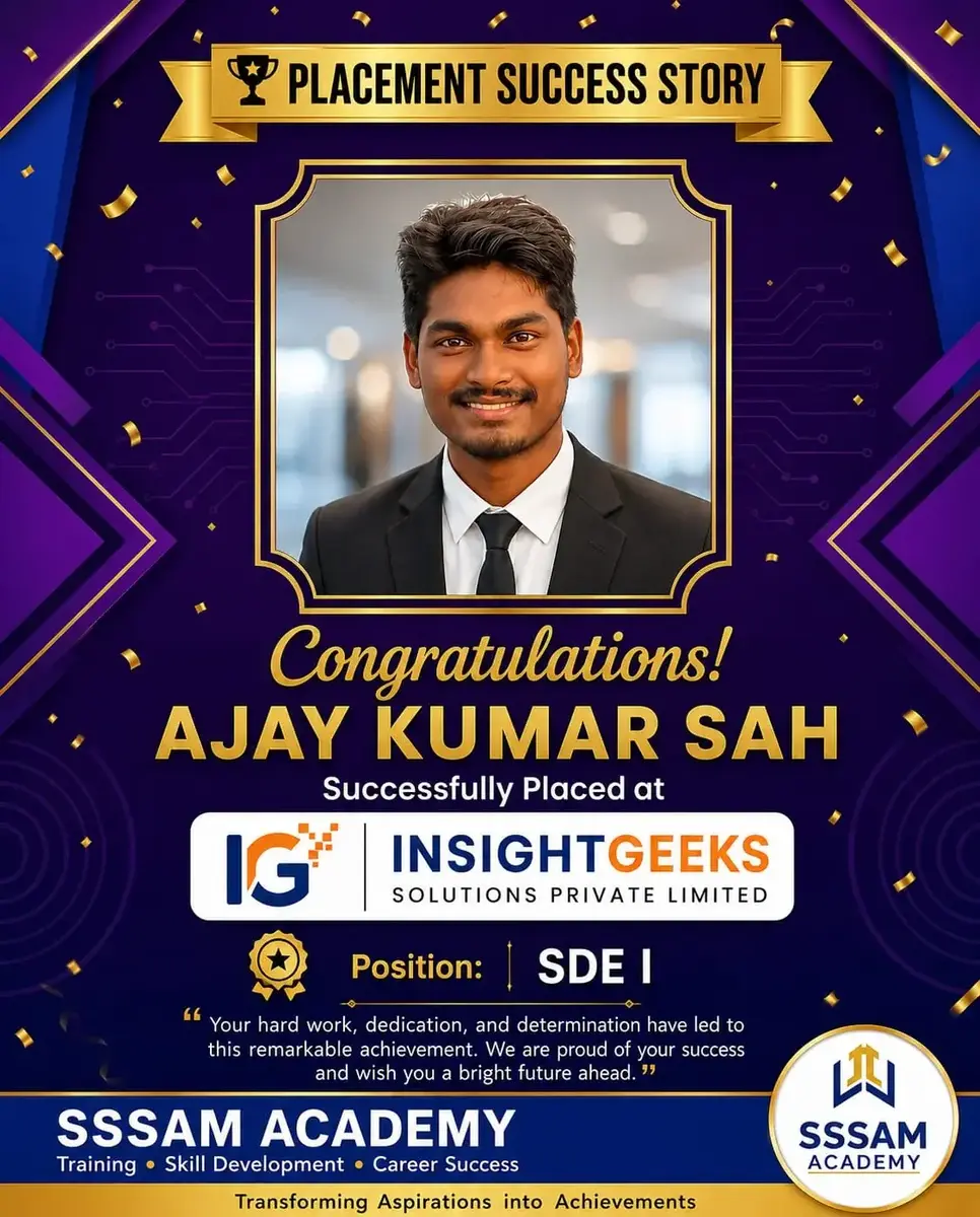 SSSAM Academy Placement Success Certificate - IT Graduate Placed in Top Tech Company